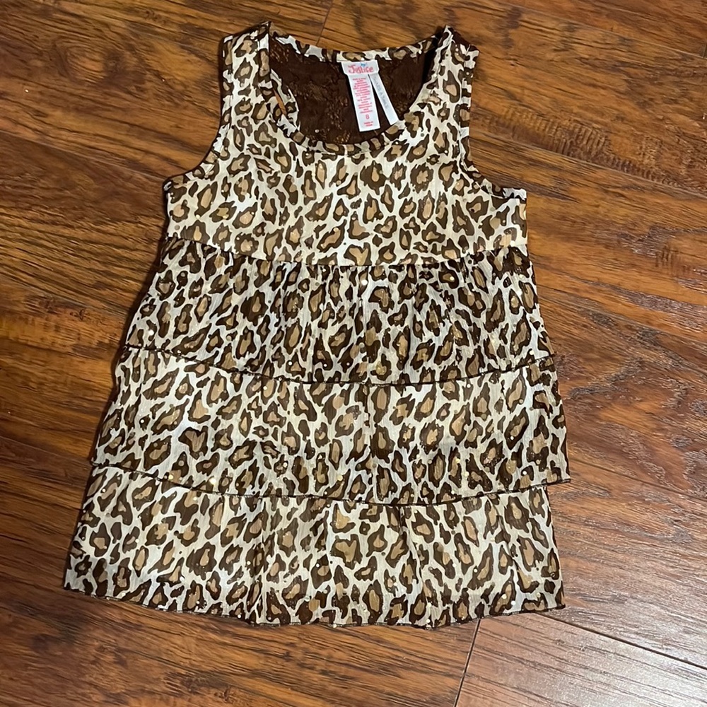 Girls Justice Tank- Cheetah- Size 8